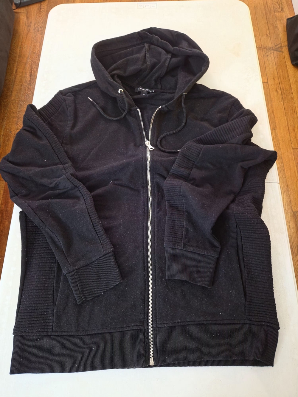 INC International Concepts Black Full-Zip Hooded Sweater